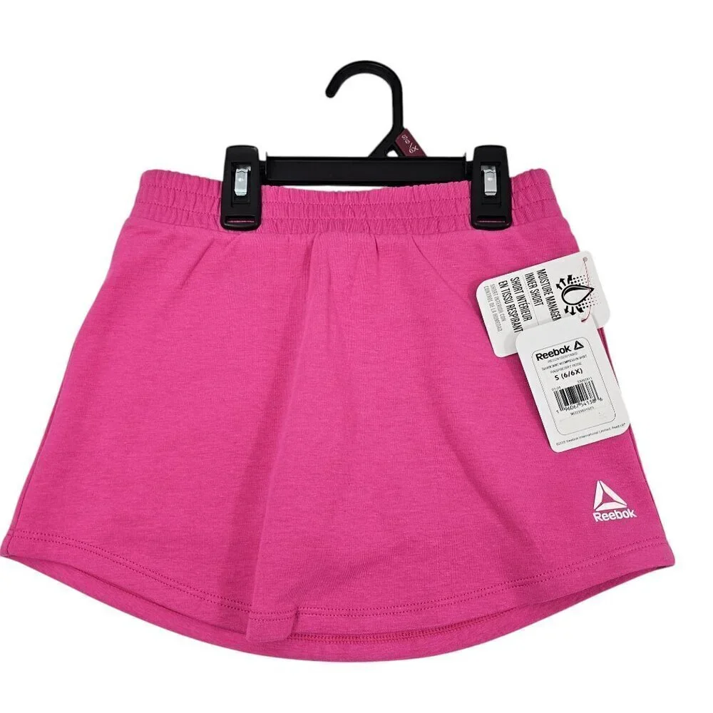 Reebok Girls Active Velocity Skort (Skirt w/Compression Shorts) – Pink – S/M/L